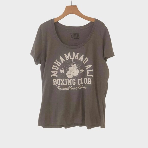 Muhammad Ali Boxing Clun T-Shirt Gray Graphic Print Womens Size 1 (Large) - Picture 1 of 7
